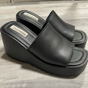 Steve Madden Leather Platform Slides Size 8